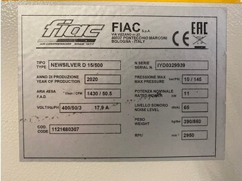 Compresor de aire nuevo Fiac NewSilver D 15 / 500 NewSilver D 15 / 500 - 1430 L / min 11 kW 10 bar Elektrische Schroefcompressor + Droger: foto 4