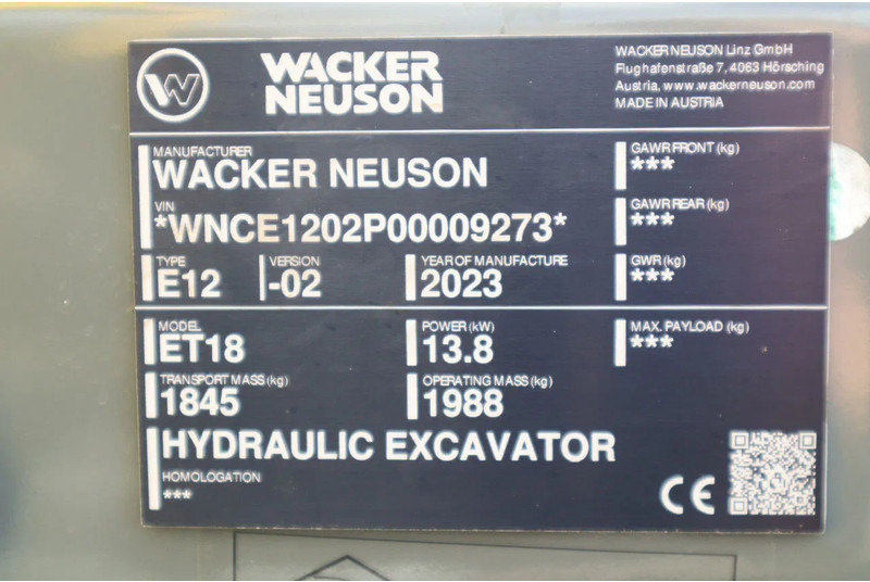 Excavadora de cadenas WACKER NEUSON ET18 | WARRANTY 2027 | NEW/UNUSED | TILT BUCKET: foto 21